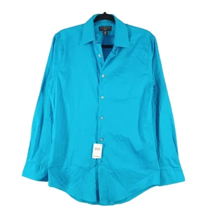 NWT ALFANI Slim Fit Men Shirt SMALL Turquoise Cotton Blend Woven - Picture 1 of 11