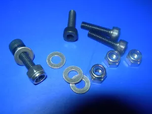 M2.5,M3,M4,M5, M6 Socket Cap Head (Skt) Bolts BLACK + NYLOC Nuts & FLAT Washers - Picture 1 of 5