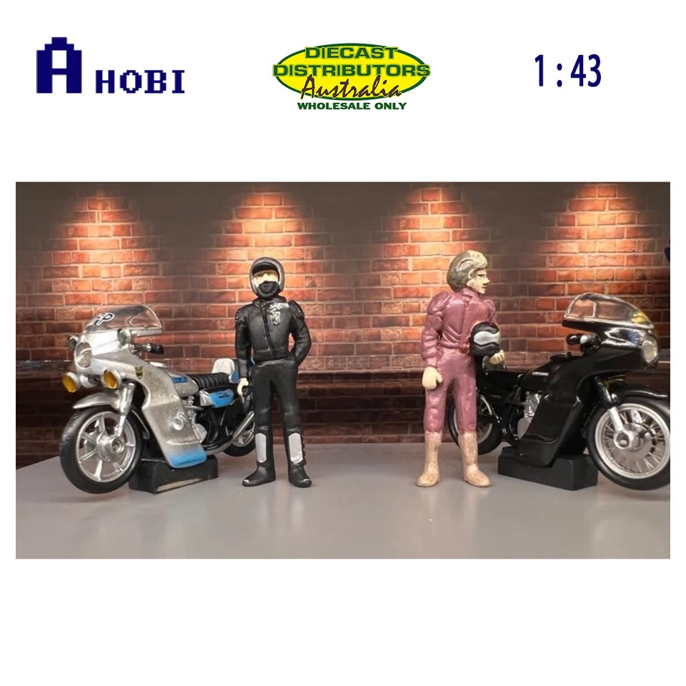 DDA 1:43 Scale 2 x Kawasaki Motobikes Goose & Toecutter Figure Diecast Model - Image 1 of 1