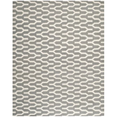 SAFAVIEH Dhurries DHU630A Handwoven Silver / Ivory Rug - Image 1 of 4