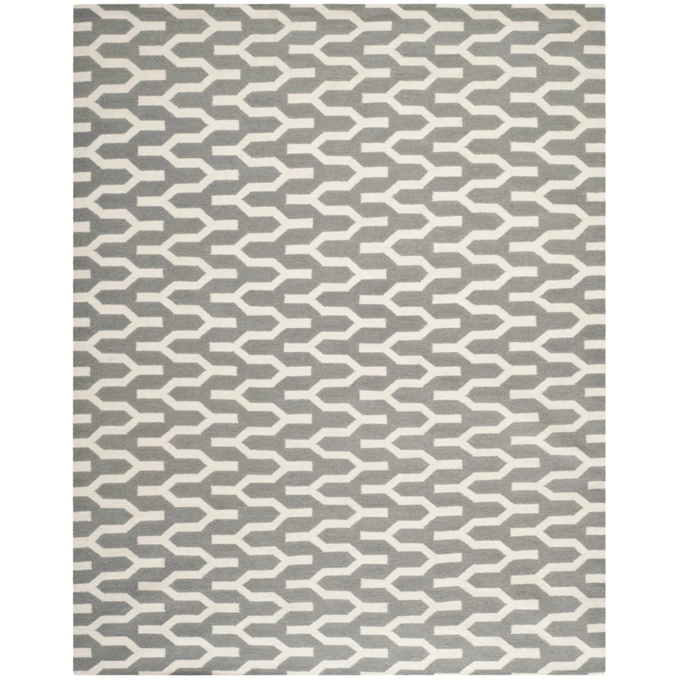 SAFAVIEH Dhurries DHU630A Handwoven Silver / Ivory Rug - Image 1 of 4