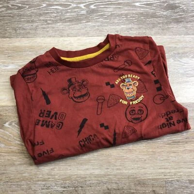 FIVE NIGHTS AT FREDDY'S Graphic Print Round Neck Orange Shirt Boy's Size Small - Image 1 of 4