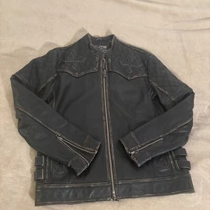 Affliction Limited Edition Leather Jacket Mens Large Black Premium Biker #192 - Picture 1 of 10