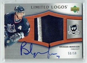 05-06 UD The Cup Limited Logos  Brendan Morrison  50/50  Last Card  Patch  Auto