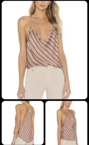 Free People Conch Shell Stevie Wasserfallausschnitt Streifen Tank Top Large Slinky Sexy Fun - Bild 1 von 22