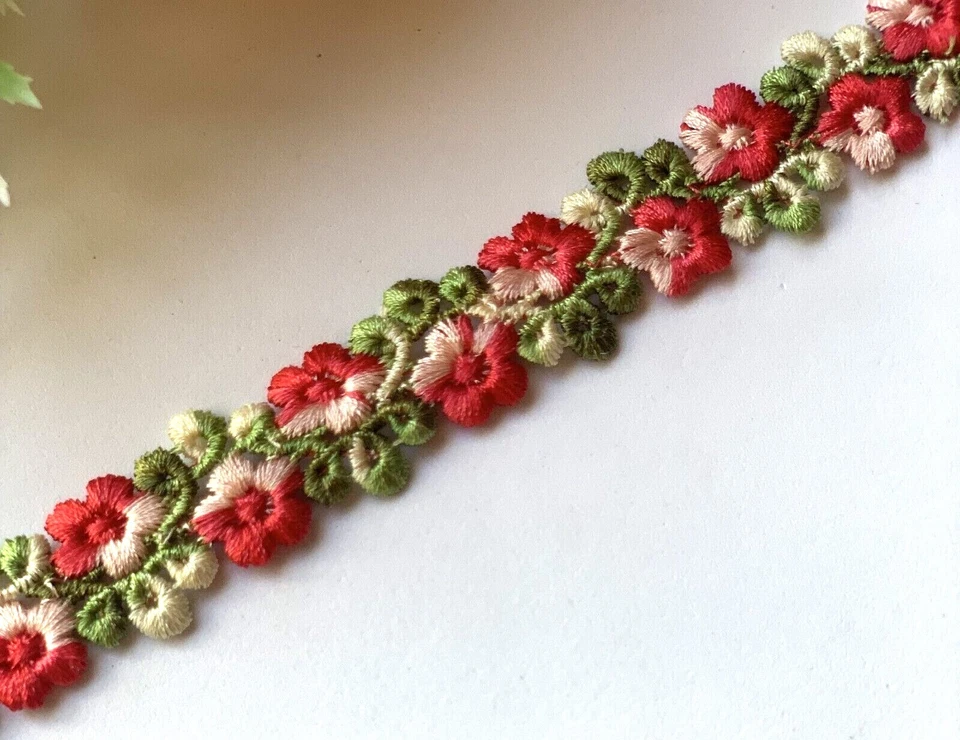 Ribete de encaje bordado de 3/4 pulgadas de ancho precio por yarda seleccionar color Foto 1 de 1