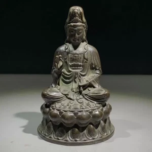 kwan-yin buddha blessing Figure statue collect bronze temple table decor gift - Picture 1 of 6