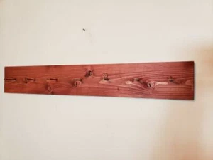 36" Long Vintage Looking Hanging Drying / Peg Rack Barn Red Stained & Huge Nails - Picture 1 of 7