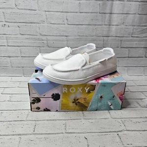 Roxy Womens Minnow Slip-On Trainers UK 8 White Casual Loafers Canvas Flats Shoes - Picture 1 of 9