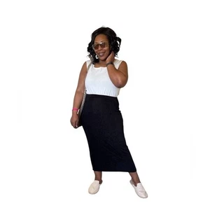 Chicos Travelers Size 2 Skirt High Waist Maxi Pencil Slinky Travel Pull On Black - Picture 1 of 9