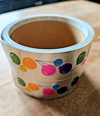 Rare Vintage 80's Neon Pace Toots Cardesign Foil Balloon Stickers Roll of 104 - Image 1 of 4