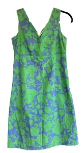 Boden Green And Purple Floral Sleeveless Dress V Neck Side Zip Size 4R - Picture 1 of 16