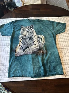 The Mountain T-Shirt (White Tiger) 2009 Siberian Tiger Tie Dye Green Size 2XL - Picture 1 of 11