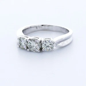 0.9ct Lab-Created Diamond E/VVS1 Round 14K White Gold Vintage Engagement Ring - Picture 1 of 3