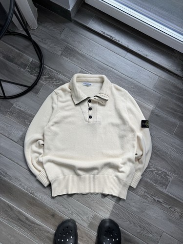 Cardigan vintage Stone Island made in Italy foderato 1 4 zip maglia giacca XL