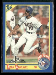 1990 Score #637 Juan Gonzalez Texas Rangers - Picture 1 of 2