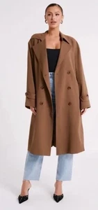 NWT Meshki Keily Trench Coat Chocolate Long Women’s Jacket Size: M - Picture 1 of 16