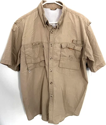 Rugged Earth Outfitters Shirt Mens Large Khaki Fishing Vented Short Sleeve Mesh - Image 1 of 4