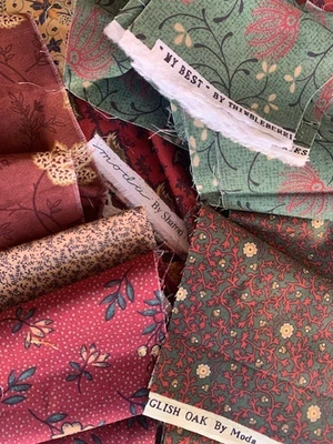 Thimbleberries Moda Quilt Cotton FABRIC LOT English Oak My Best HOLIDAY Colors - Image 1 of 4