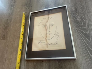 ORIGINAL PABLO PICASSO ANTIQUE CUBISM ETCHING VINTAGE POUR ROBIE COA Stained - Picture 1 of 9