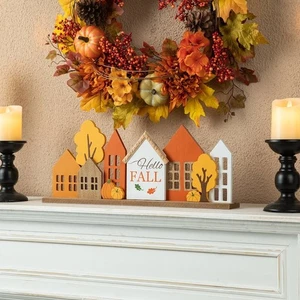 Glitzhome 20"W Fall Wooden Village Table Mantel Decor - Picture 1 of 9