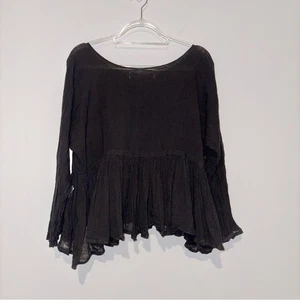Top Babydoll RitaNoTiara Algodón Peplum Negro Talla Única - Imagen 1 de 5