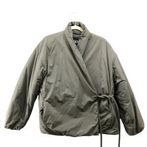 Zara Kimono Wrap Puffer Jacket Womens M Sage Green Relaxed - Picture 1 of 14