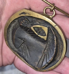 VINTAGE SIGNED NOGARET MIDCENTURYMODERN MODERNIST BRUTALIST BRONZE NECKLACE vafo - Picture 1 of 11