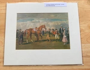 SIR ALFRED MUNNINGS; H.M.QUEEN ELIZABETH & IHR HORSE `AUREOLE`. MONTIERTER DRUCK. - Bild 1 von 1