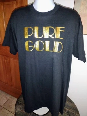 Camiseta Vintage OURO PURO Ponto Único Tamanho XL EUA Preta e Dourada Anos 90  - Imagem 1 de 3