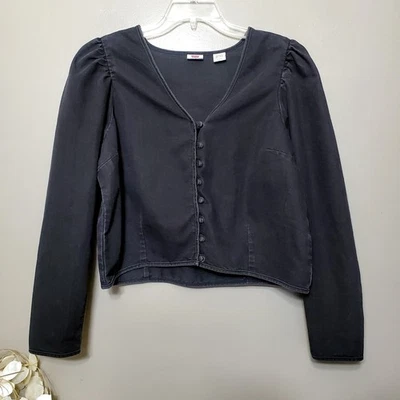 Blusa Levi's Teegan Manga Cortón Mujer Talla XL Negra Botones Popelina Top Foto 1 de 4