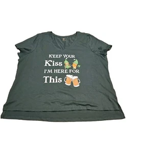 New St. Patricks Day Funny V-Neck T Shirt Womens Size 2X - Picture 1 of 6