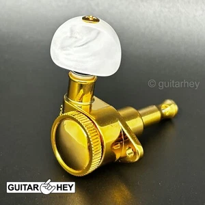 NEW Grover 502 LOCKING Tuners 3x3 Modern Gibson Les Paul MOON PEARL Buttons GOLD - Picture 1 of 4