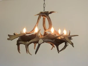 Real Rustic Antler Chandelier with Candle Bulb Holders - Picture 1 of 10