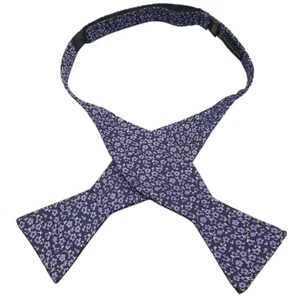 COUNTESS MARA Bow Tie Purple Navy Blue White SILK Flower Standard Mens 14½"-20" - Picture 1 of 7