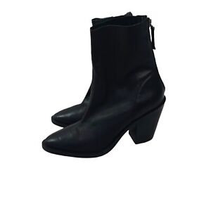 Womens Top Shop Black Leather Ankle Heeled Boots Shoes Size Uk 6