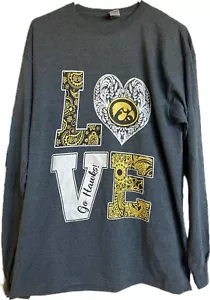 Camisa de amor gris de manga larga de los halcones de Iowa para mujer - Imagen 1 de 3