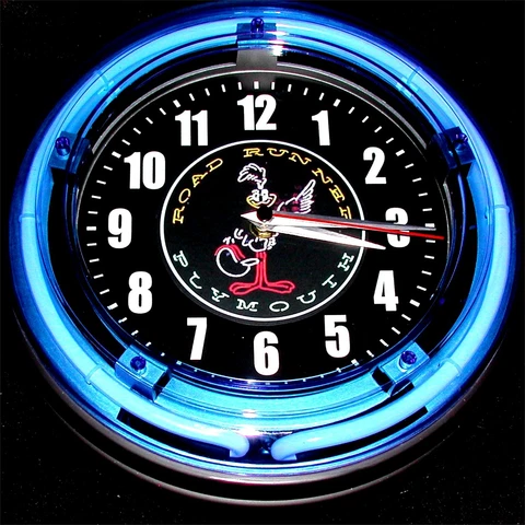 PLYMOUTH ROAD RUNNER LOGO - 11" Blue Neon Wall Clock Cover