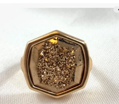 Kendra Scott 14K Rose Gold Plated Davis Cocktail Druzy/Drusy Quartz Ring S/M - Image 1 of 3