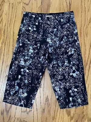 Pantalones JOE FRESH Niña CROPPED Estilo Carga~Talla 7~100% Algodón NEGRO/Blanco Floral Foto 1 de 4