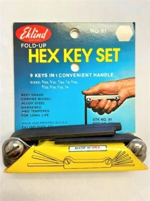EKLIND HEX KEY SET #91 / FOLD UP 9 KEYS IN 1 CONVENIENT HANDLE EDP:20911 - Image 1 of 2