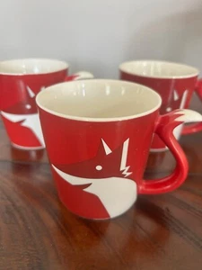 Set of 3 Starbucks Red Fox Coffee Mug Tail Handle Christmas Collection 2012 - Picture 1 of 3