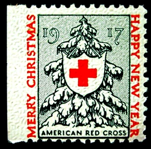 US, 1917 Red Cross Christmas Seal Proof, 17-3p2, Kid Paper, Perf 12 3S, MNH - Picture 1 of 3
