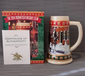 1994 Budweiser Holiday Stein HOMETOWN HOLIDAY Ceramarte Brasilien NOS - Bild 1 von 11