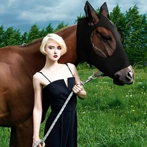 Horse Fly Mask Elasticity Fly Mask with Ears UV Protection Light Size Medium - Picture 1 of 18