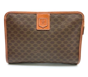 Authentic Celine Macadam Pattern PVC Leather Brown Wappen Clutch Bag SK040826 - Picture 1 of 14