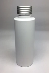 200ml PET Kunststoff weiß zylindrische Flasche + silber gerillter Schraubverschluss JEDE MENGE - Bild 1 von 1