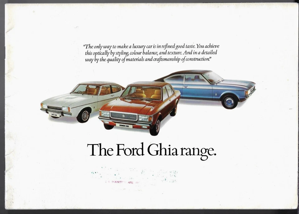 Ford Ghia Range 1975 UK Market Sales Brochure Capri Mk2 Granada Mk1 Saloon Coupe - Image 1 of 3