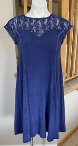 NWT Francesca’s Alya Small Navy Blue Short Sleeve Lace Swing Dress Orig $44 - Picture 1 of 7
