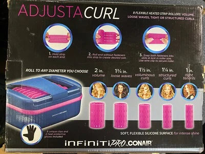 Conair Infiniti PRO Adjusta Curl Flexible Hot Rollers 8 Curlers 8 Clips New - Image 1 of 3